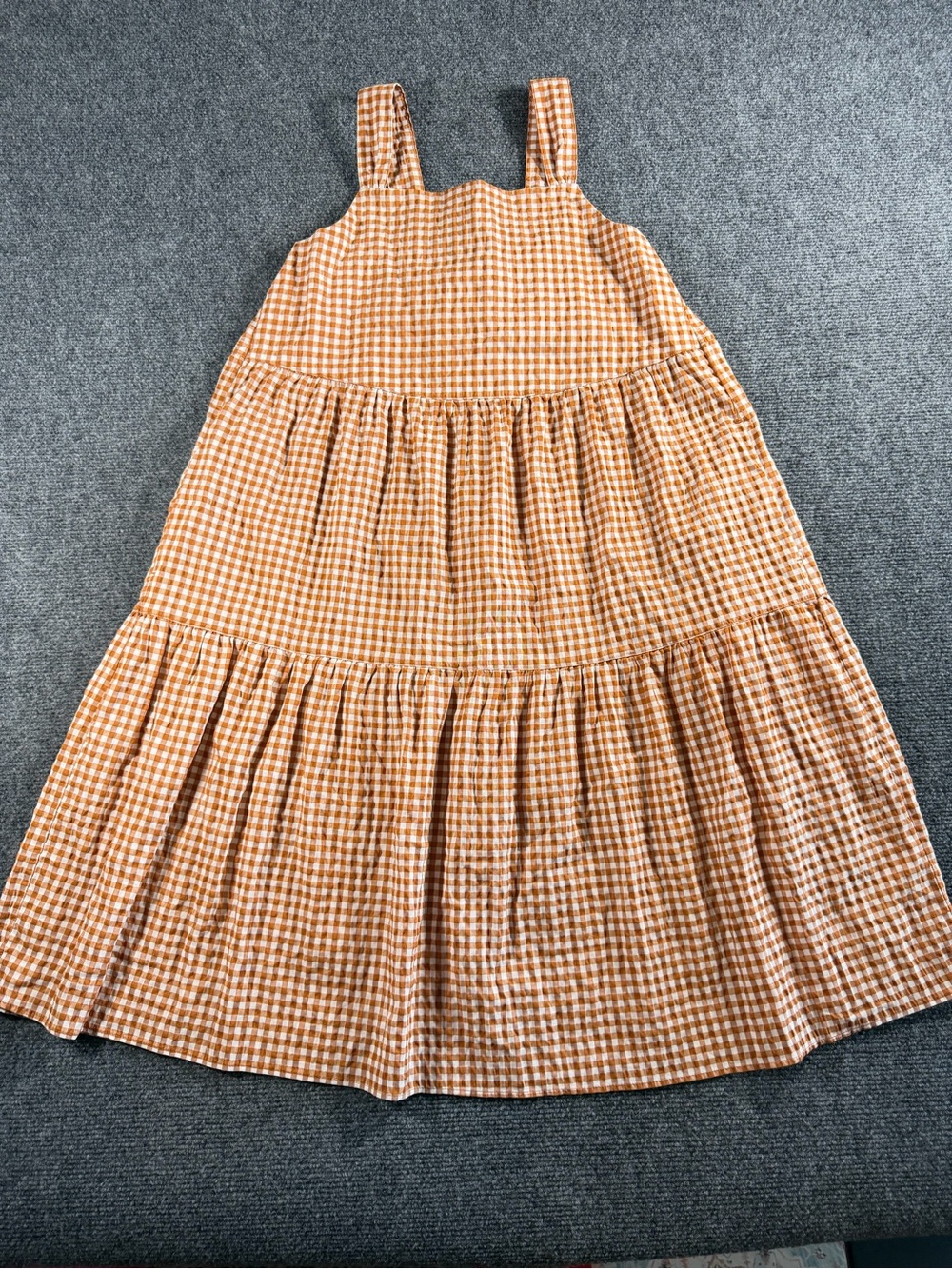 Uniqlo Girl's Rust Gingham Tiered Sundress Size 12-14 NWT